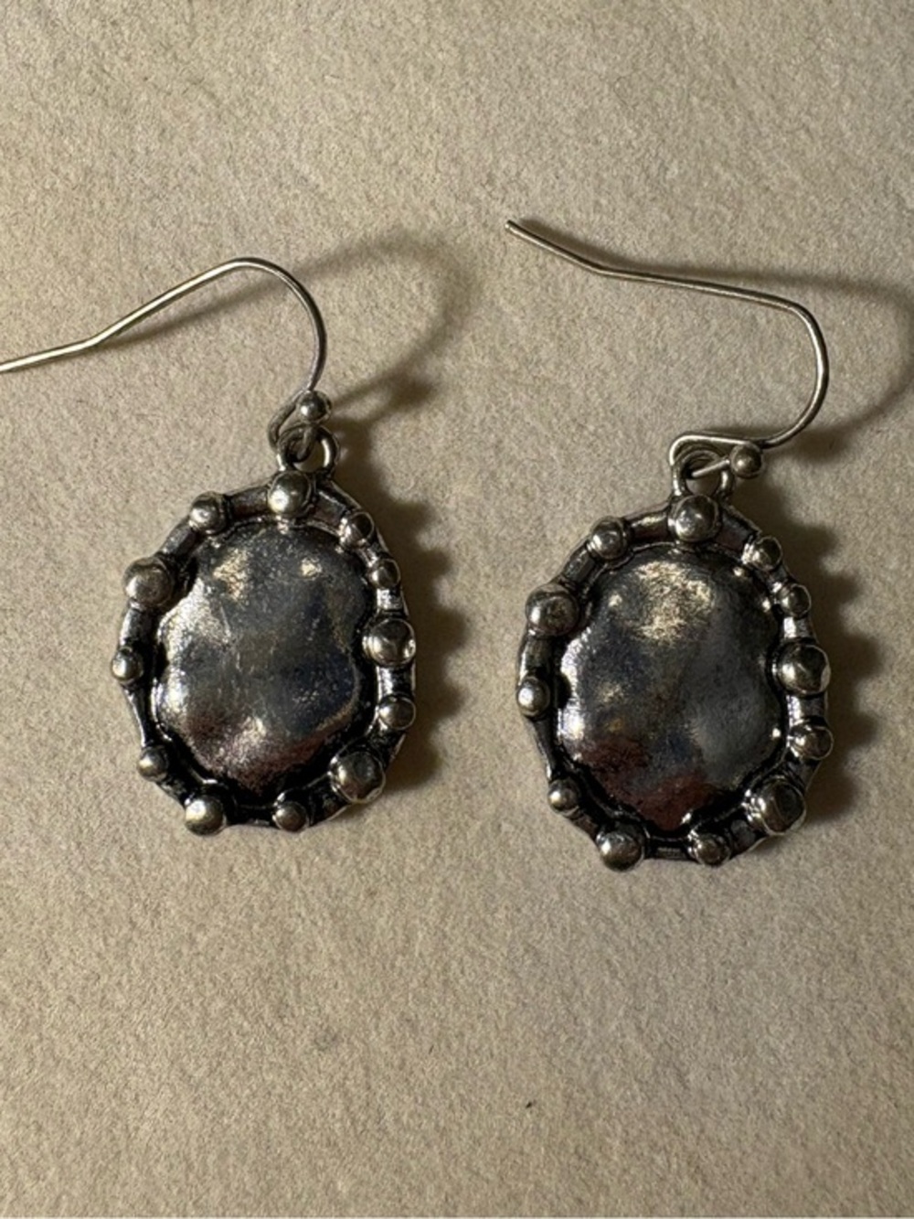 Sterling Silver-Tone Oval Dangle Earrings - Silver